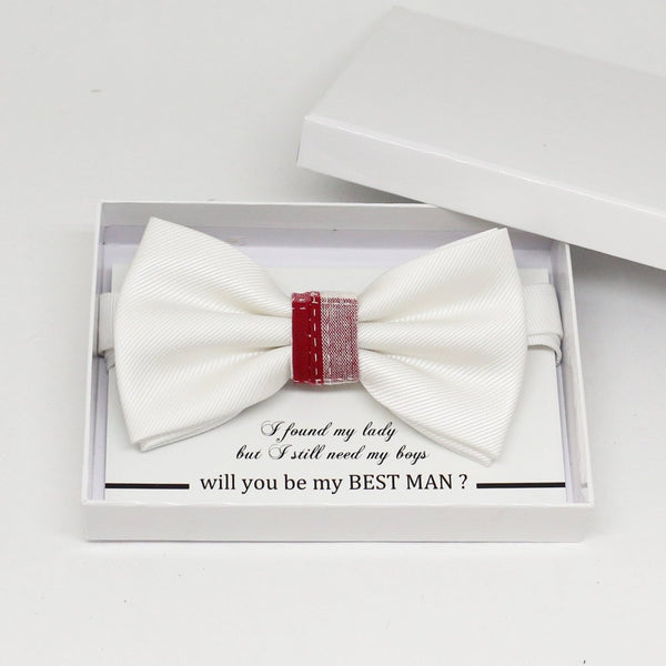 Red White bow tie, Best man request gift, Groomsman bow tie, Man of honor gift, Best man bow tie, best man gift, man of honor request bow