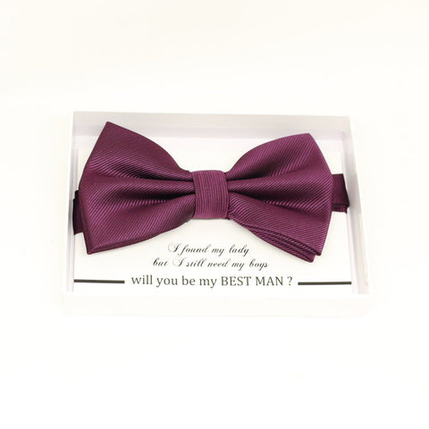 Purple bow tie, Best man request gift, Groomsman bow tie, Man of honor gift, Best man bow, best man gift, man of honor request, Prune bow