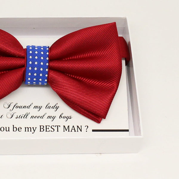 Red Royal blue bow tie, Best man request gift, Groomsman bow tie, Man of honor gift, Best man bow tie, best man gift, man of honor request