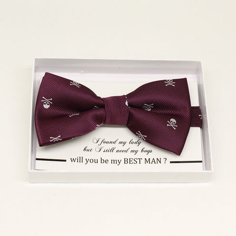Purple skull bow tie, Best man request gift, Groomsman bow tie, Man of honor gift, Best man bow tie, best man gift, man of honor request