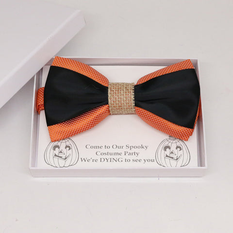 Black orange burlap bow tie, Best man request gift, Groomsman bow tie, Man of honor gift, Best man bow, best man gift, man of honor request