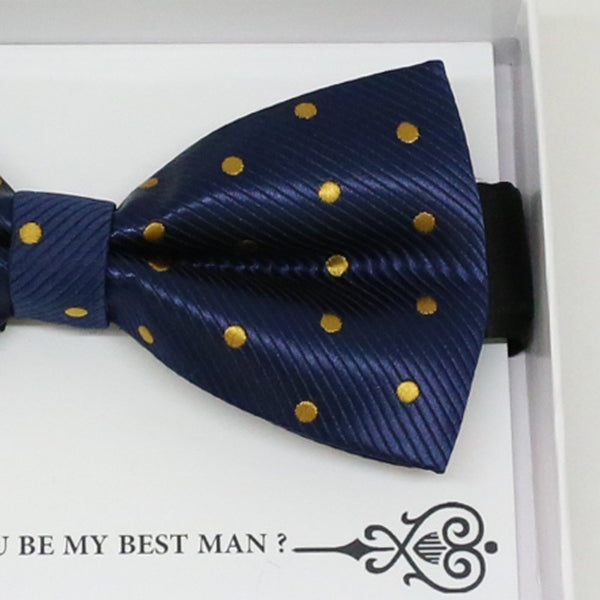 Navy gold bow tie, Best man request gift, Groomsman bow tie, Man of honor gift, Best man bow tie, best man gift, man of honor request
