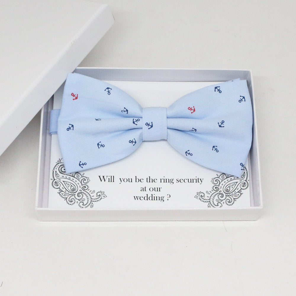 Blue bow tie, Best man request gift, Groomsman bow tie, anchor