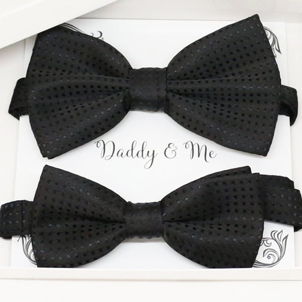 Black polka dots Bow tie set for daddy and son, Daddy and me gift set, Grandpa and me, Father son match, Toddler bow tie, daddy me bow tie