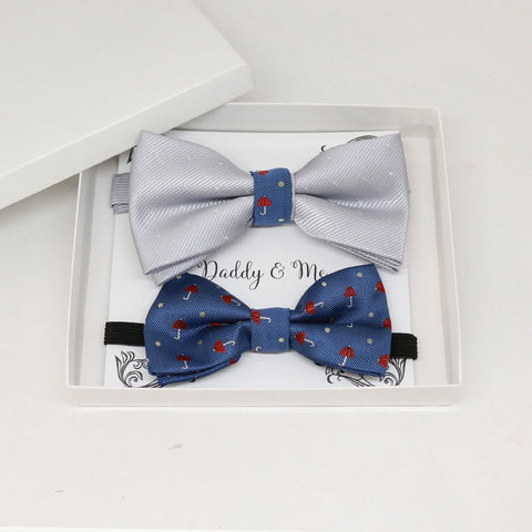 Silver Navy Bow tie set for daddy and son, Daddy me gift set, Grandpa and me, Father son matching, Toddler bow tie, daddy me bow tie gift