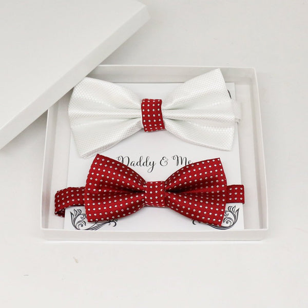 Red White Bow tie set for daddy and son, Daddy me gift set, Grandpa and me, Father son matching, Toddler bow tie, daddy me bow tie gift