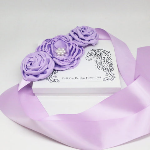 Violet zinia rose with Pearl  Sash, Flower girl sash belt, Satin sash, Maternity Flower Sash,Flower belt,Wedding Sash belt, Bridemade Sash