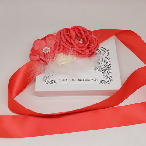 Coral rose with Pearl flower Sash, Flower girl sash belt, Satin sash, Maternity Flower Sash,Flower belt,Wedding Sash belt, Bridemade Sash