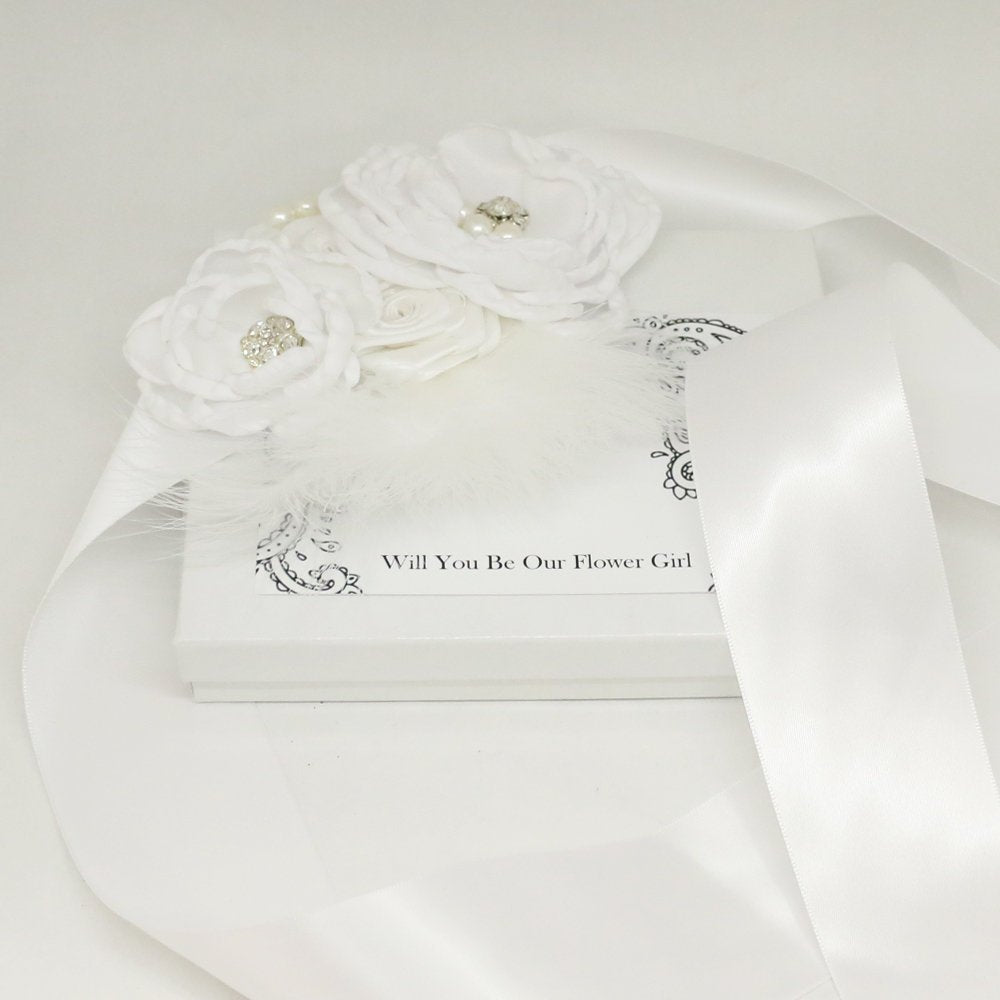 white rose with Pearl Flower Sash, Flower girl sash belt, Satin sash, Maternity Flower Sash,Flower belt,Wedding Sash belt,Bridemade Sash