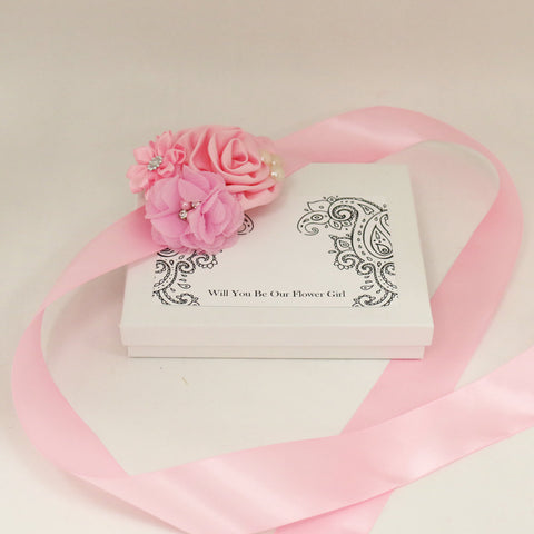 Pink Rose Flower Sash, Flower girl sash belt, Satin sash,Babby Sash, Flower belt, Wedding Sash belt, Bridesmade Sash, Pink party thmes