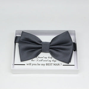 Charcoal bow tie, Best man request gift, Groomsman bow tie, Man of honor gift, Best man bow tie, best man gift, man of honor request bow tie
