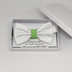 White green bow tie, Best man request gift, Groomsman bow tie, Man of honor gift, Best man bow tie, best man gift, man of honor request bow