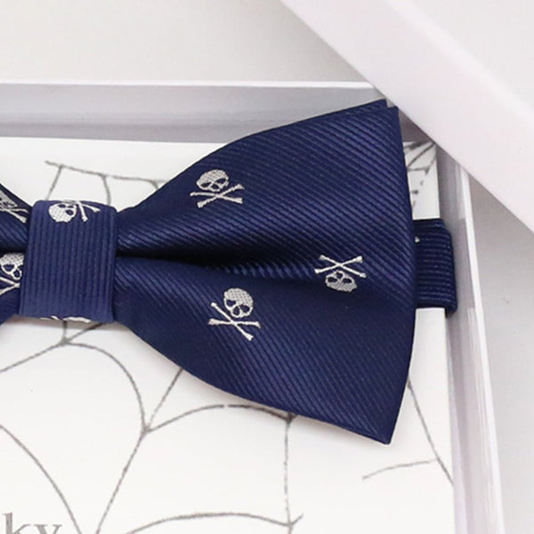 Navy skull bow tie, Best man request gift, Groomsman bow tie, Man of honor gift, Best man bow tie, best man gift, man of honor request