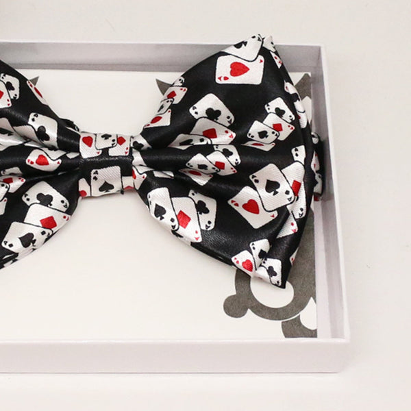 Black playing card bow tie, Best man request gift, Groomsman bow tie, Man of honor gift, Poker ace bow tie, lucky bow, Alice in wonderland