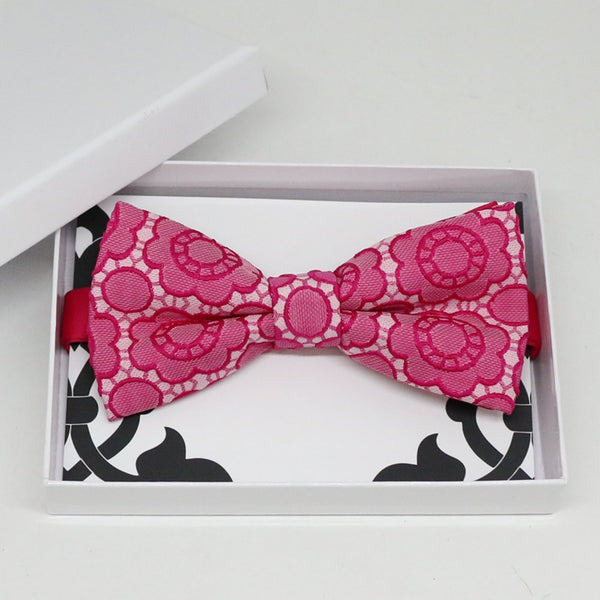 Hot pink flower bow tie, Best man request gift, Groomsman bow tie, Man of honor gift, Best man bow tie, best man gift, man of honor request