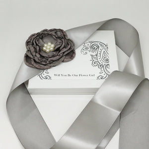 Charcoal rose with Pearl Flower Sash, Flower girl sash belt, Satin sash, Maternity Flower Sash,Flower belt,Wedding Sash belt, Bridemade Sash