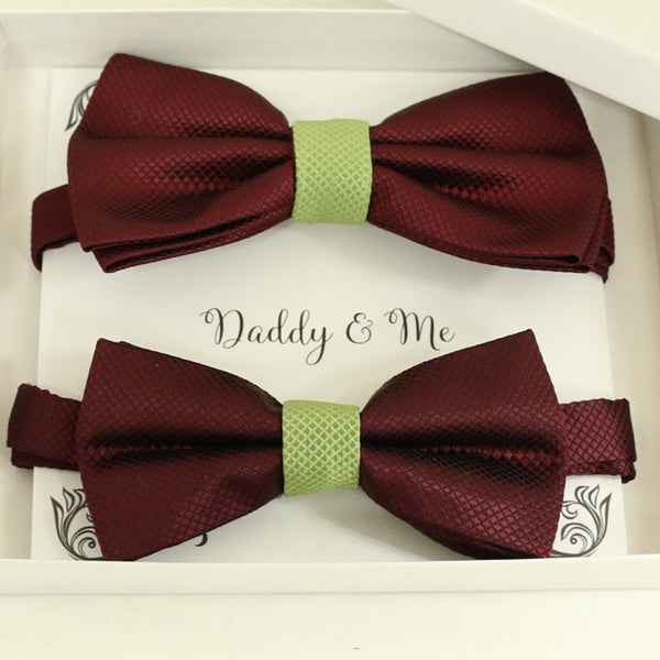 Burgundy Olive Green Bow tie set for daddy and son, Daddy and me gift set, Grandpa me, Father son match, Toddler bow tie, daddy me bow tie