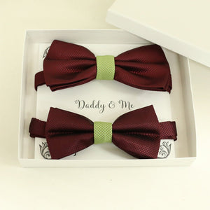 Burgundy Olive Green Bow tie set for daddy and son, Daddy and me gift set, Grandpa me, Father son match, Toddler bow tie, daddy me bow tie