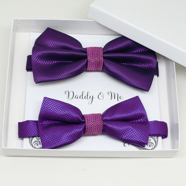 Purple Bow tie set for daddy and son, Daddy and me gift set, Grandpa and me, Purple bow tie, Toddler bow tie, daddy and me bow tie gift