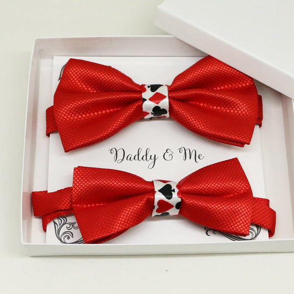 Red Bow tie set for daddy and son, Grandpa and me