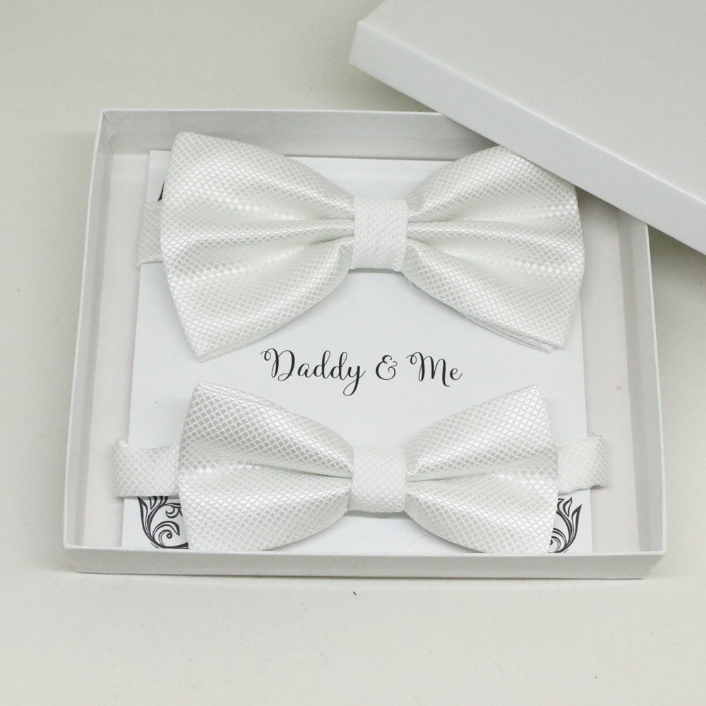 White Bow tie set for daddy and son, Toddler bow tie