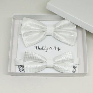 White Bow tie set for daddy and son, Toddler bow tie