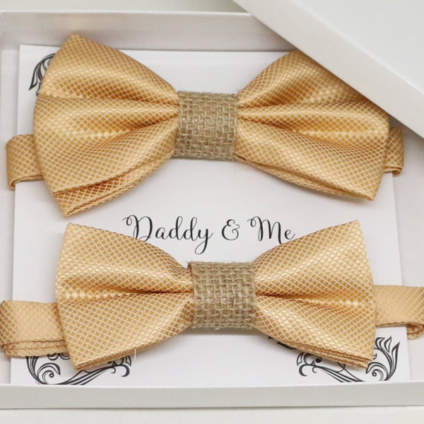 Champagne burlap Purple Bow tie set for daddy and son, Daddy me gift set, Grandpa and me, Father son matching, Toddler bow tie, daddy me bow