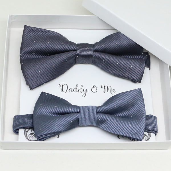 Charcoal Bow tie set for daddy and son, Daddy me gift set, Grandpa and me, Father son matching, Toddler bow tie, daddy me bow tie gift
