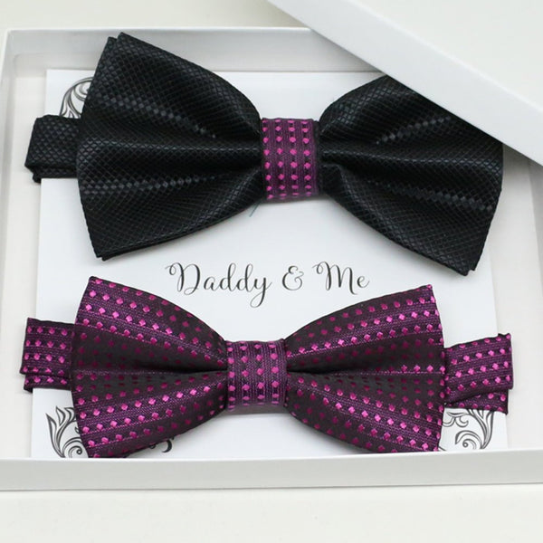 Purple Black w tie set for daddy and son, Daddy me gift set, Grandpa and me, Father son matching, Toddler bow tie, daddy me bow tie gift