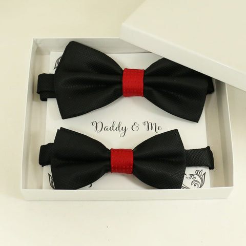 Black red Bow tie set for daddy and son, Daddy and me gift set, Grandpa and me, Father son matching, Toddler bow tie, daddy me bow tie gift