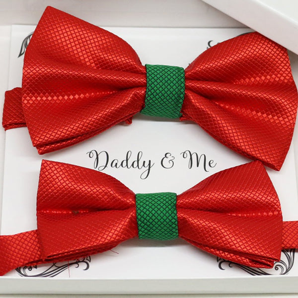 Red green Bow tie set for daddy and son, Daddy me gift set, Grandpa and me, Father son matching, Toddler bow tie, daddy me bow, Red and Green bow