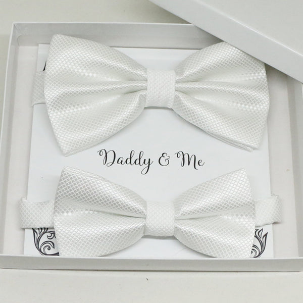 White Bow tie set for daddy and son, Toddler bow tie