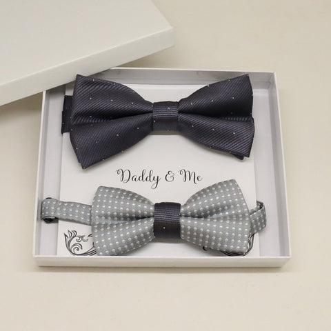 Charcoal Gray Bow tie set for daddy and son, Daddy and me gift set, Grandpa and me, Father son matching, Toddler bow tie, daddy me bow tie