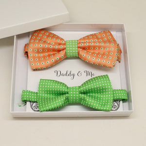 Peach Green Bow tie set for daddy and son, Daddy and me gift set, Grandpa and me, Father son matching, Toddler bow tie, daddy and me bow tie