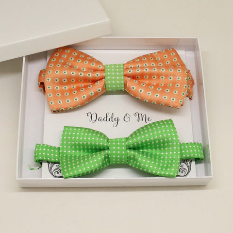Peach Green Bow tie set for daddy and son, Daddy and me gift set, Grandpa and me, Father son matching, Toddler bow tie, daddy and me bow tie