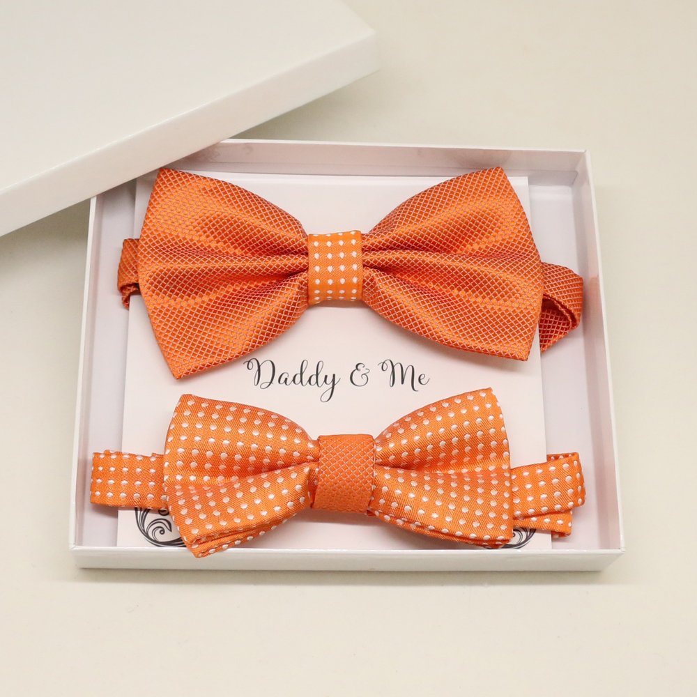 Orange Bow tie set for daddy and son, Daddy me gift set, Grandpa and me, Father son matching, Toddler bow tie, daddy me bow tie, wedding