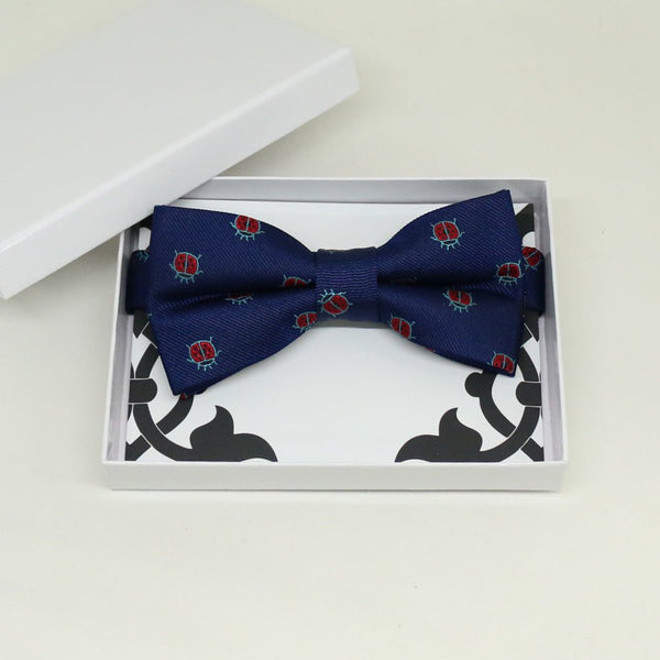 Navy Red lady bug bow tie, Best man request gift, Groomsman bow tie, Man of honor gift, Best man bow tie, best man gift, Lucky bow, thankyou