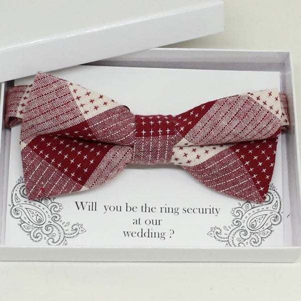 Plaid red bow tie, Best man request gift, Groomsman bow tie, Man of honor gift, Best man bow tie, best man gift, man of honor request bow