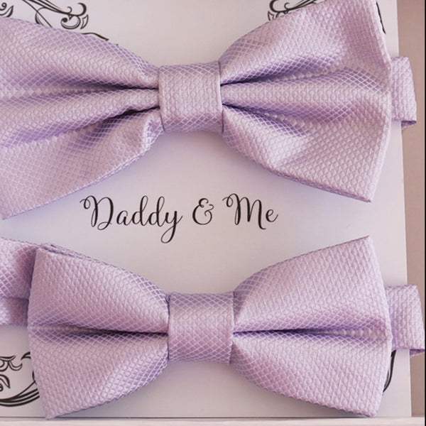 Lilac Bow tie set for daddy and son Daddy me gift set Father son match Handmade Lilac kids bow Adjustable pre tied bow