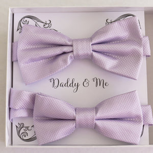 Lilac  Bow tie set for daddy and son Daddy me gift set Father son match Handmade Lilac kids bow Adjustable pre tied bow