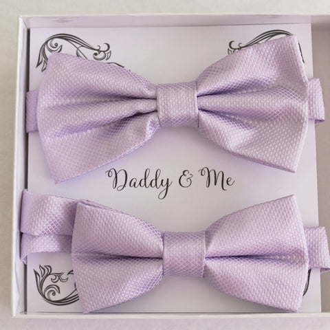 Lilac  Bow tie set for daddy and son Daddy me gift set Father son match Handmade Lilac kids bow Adjustable pre tied bow