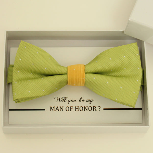 Lime green and yellow bow tie, Best man request gift, Groomsman bow tie, Man of honor gift, Best man bow tie, man of honor, Green bow tie