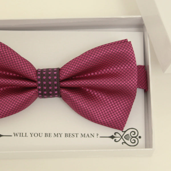 Magenta bow tie, Best man request gift, Groomsman bow, Man of honor gift, Best man bow, best man gift, man of honor request, handmade bow