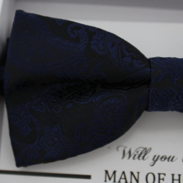 Navy bow tie, Paisley bow tie, Best man request gift, Groomsman bow tie, Man of honor gift, Best man bow tie, man of honor, Thank you