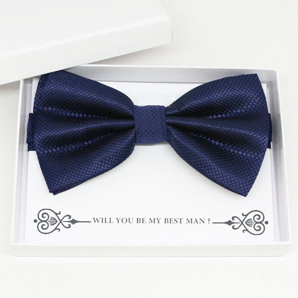 Navy bow tie Best man Groomsman Man of honor ring bearer request gift, Kids adult bow, Adjustable Pre tied High quality, Birthday Congrats