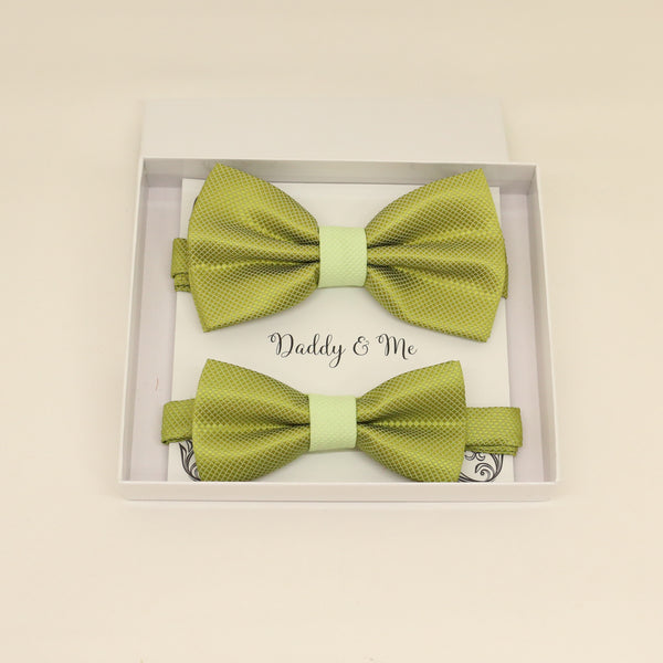 Green Bow tie set for daddy and son, Daddy and me bow tie gift set, Grandpa and me, Green Kids Toddler bow, Green bow tie, Father son match