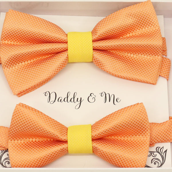 Orange Yellow Bow tie set for daddy and son, Daddy and me bow tie gift set, Grandpa me, Orange yellow Kids bow, Orange and Yellow, handmade