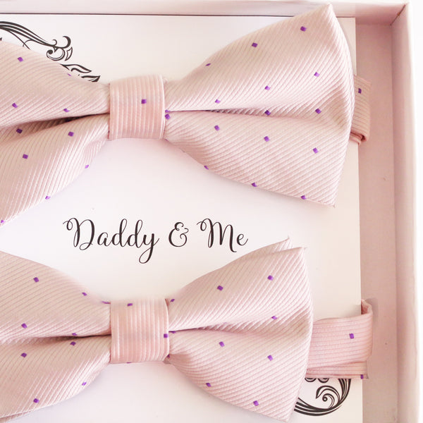 Soft pink Bow tie set Kids Adult bow tie Daddy me Father son match, kids bow Adjustable pre tied, High quality