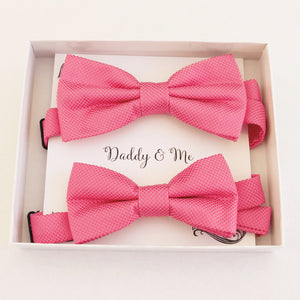 Pink Bow tie set daddy son Daddy and me gift Grandpa and me Kids adult bow tie Adjustable pre tied bow, Handmade, Daddy son gift set