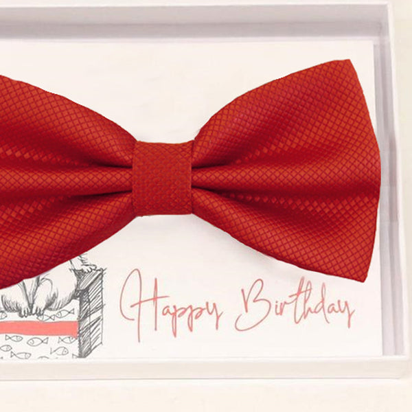 Red bow tie Best man Groomsman Man of honor Ring Bearer bow tie request gift, Kids bow tie, Birthday congrats cards 
